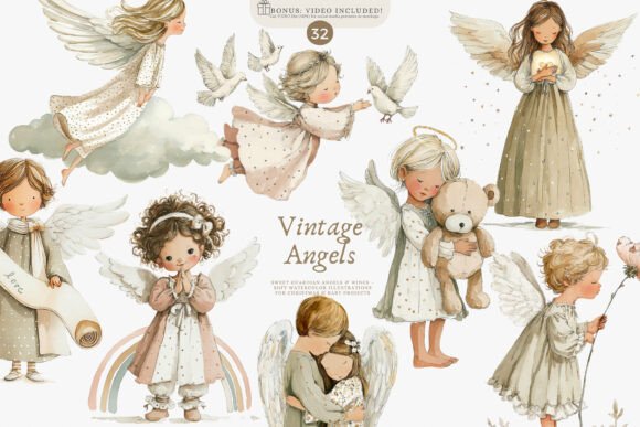 Angel Clipart Watercolor Angel Clipart for Modern Design