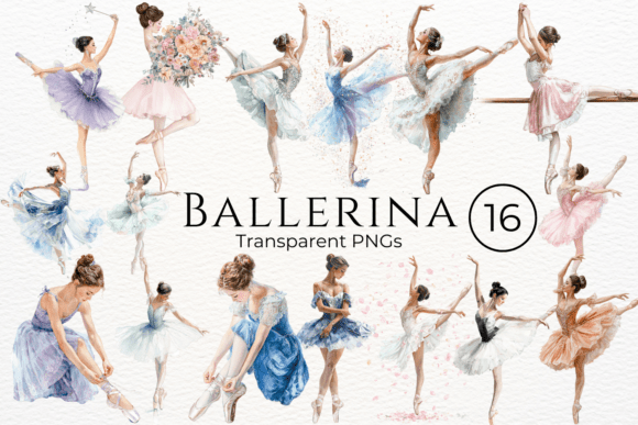 Ballerina Watercolor Clipart: Graceful Art for Branding and Design