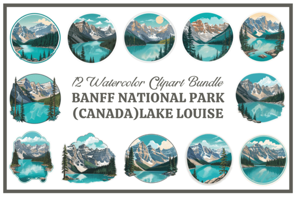 Banff National Park Watercolor Clipart