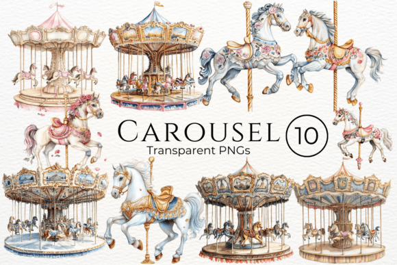 Carousel Watercolor Clipart: A Playful Display Font