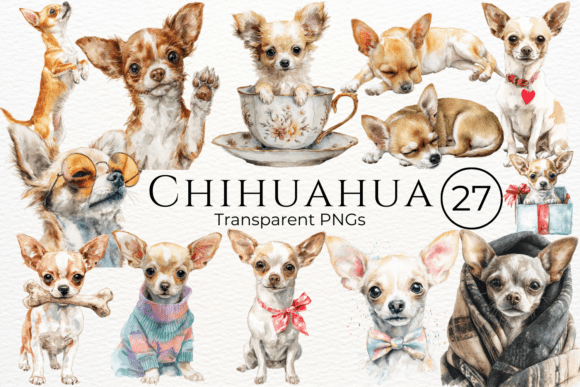 Chihuahua Dog Watercolor Clipart