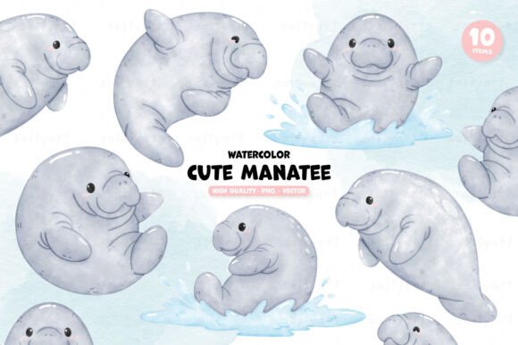Cute Watercolor Manatee Sea Cow Set: A Designer’s Honest Review