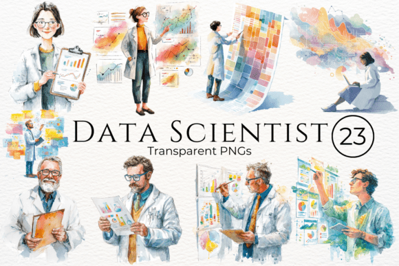 Data Scientist Watercolor Clipart: A Creative Asset for Modern Design