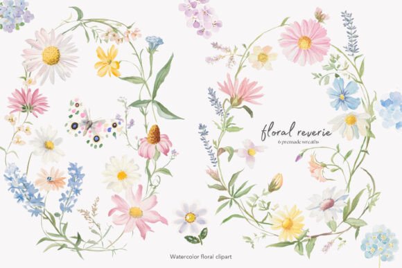 Designing with Floral Wreaths Watercolor Flowers