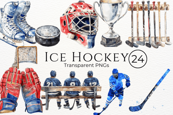 Ice Hockey Watercolor Cliparts