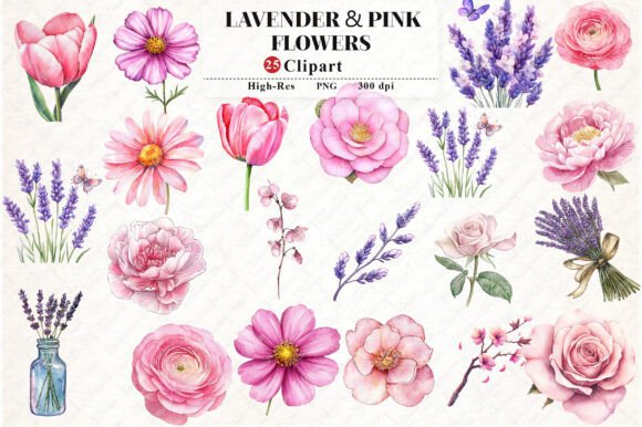 Lavender Pink Flowers Watercolor: A Display Font with Delicate Charm