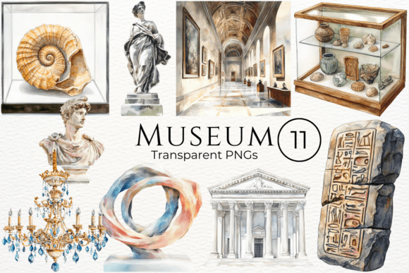 Museum Watercolor Cliparts