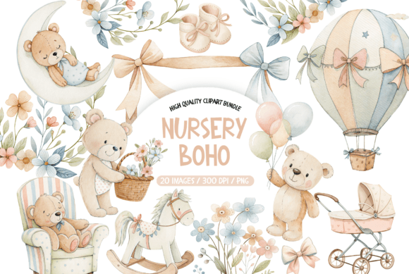 Neutral Baby Watercolor Clipart: Gentle Design Assets for Modern Branding