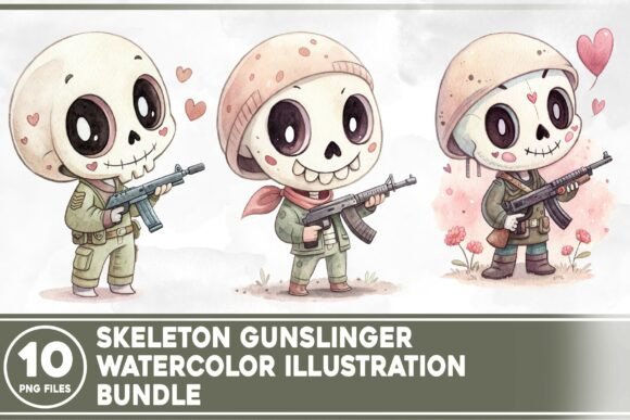 Skeleton Gunslinger Watercolor Bundle: A Display Font with Grit and Character