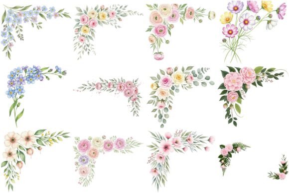 Using Watercolor Floral Corner Borders in Modern Design Projects