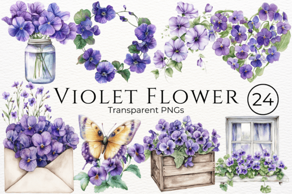 Violet Flower Watercolor Clipart: A Designer’s Guide to Soft Botanical Visuals