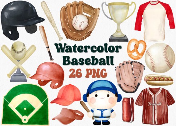 Watercolor Baseball Clipart Set for Creatives