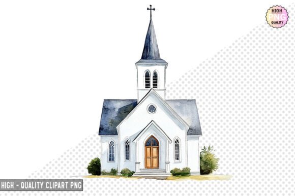 Watercolor Christian Church Clipart