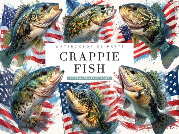 Watercolor Crappie Fish Clipart Bundle