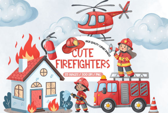 Watercolor Firefighter Clipart – Designing with Grit and Grace