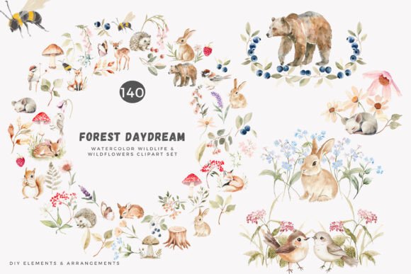 Watercolor Forest Animals – Woodland Clip Art for Designers