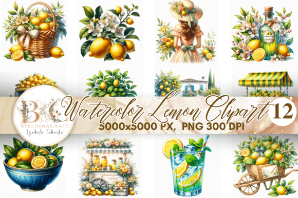 Watercolor Lemon Clipart Bundle for Creative Projects