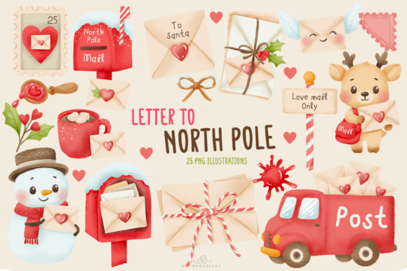 Watercolor Letter to North Pole Xmas