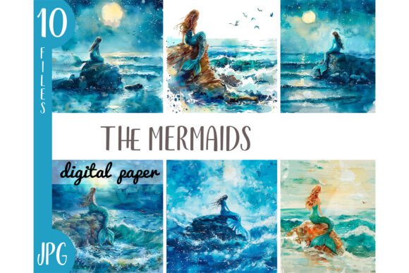 Watercolor Mermaid Clipart for Creative Projects