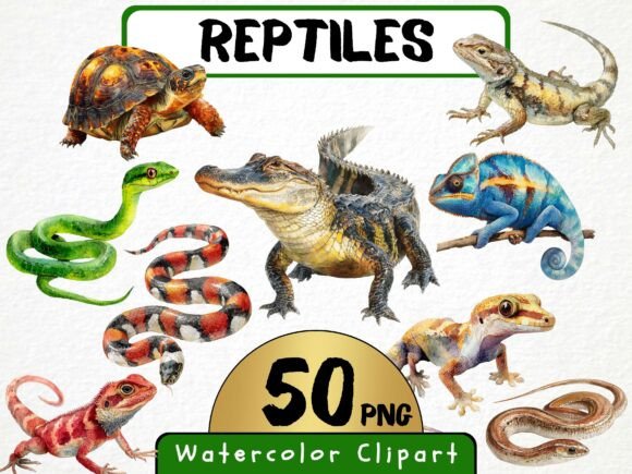 Watercolor Reptiles Clipart: A Designer’s Asset Guide