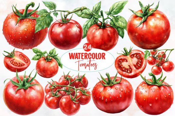 Watercolor Tomatoes Clipart: Artisan Branding Guide