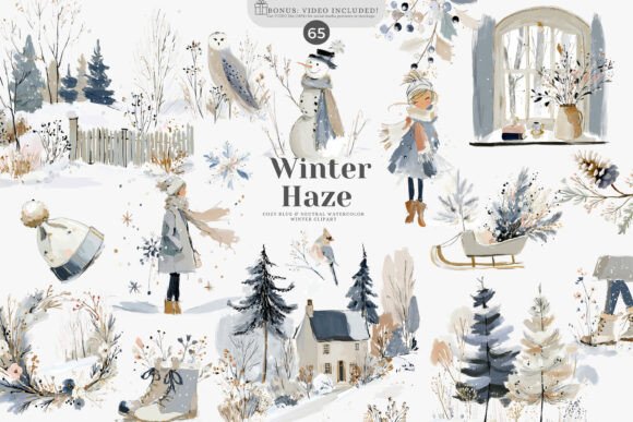Watercolor Winter Clipart Collection: Cozy Design Assets That Stand Out