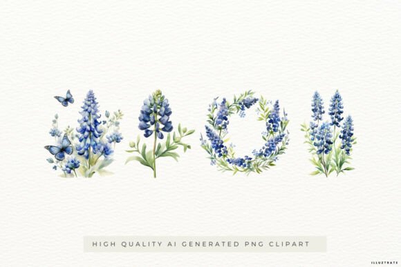 Watercolour Bluebonnet PNG Clipart