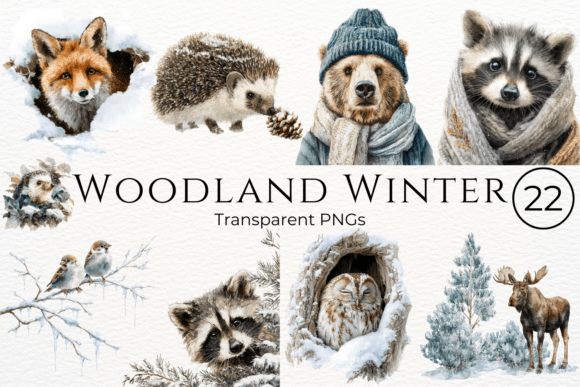 Woodland Winter Watercolor Clipart for Creative Projects