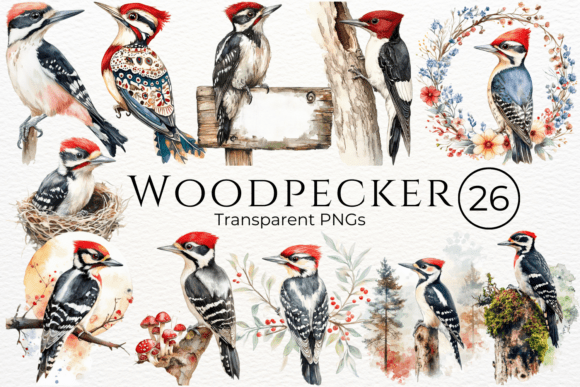 Woodpecker Watercolor Cliparts: A Designer's Guide to Natural Charm